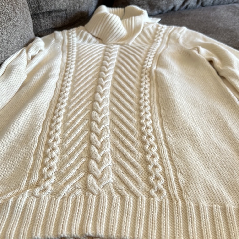 Talbots Split Cowlneck Cable Sweater - image 3